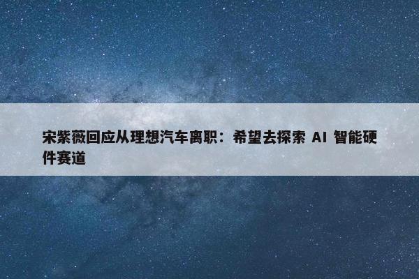 宋紫薇回应从理想汽车离职：希望去探索 AI 智能硬件赛道