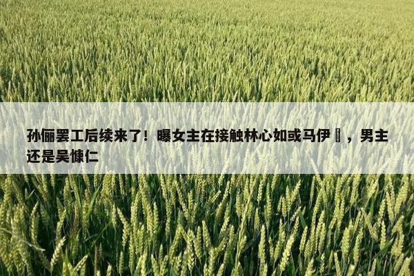 孙俪罢工后续来了！曝女主在接触林心如或马伊琍，男主还是吴慷仁