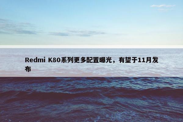 Redmi K80系列更多配置曝光，有望于11月发布