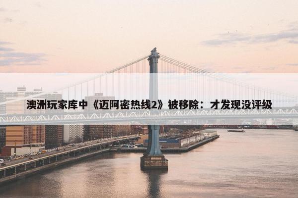 澳洲玩家库中《迈阿密热线2》被移除：才发现没评级