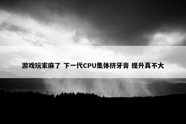 游戏玩家麻了 下一代CPU集体挤牙膏 提升真不大