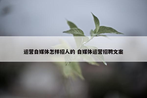 运营自媒体怎样招人的 自媒体运营招聘文案