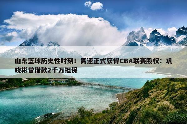 山东篮球历史性时刻！高速正式获得CBA联赛股权：巩晓彬曾借款2千万担保