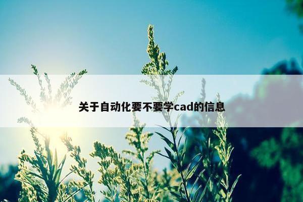 关于自动化要不要学cad的信息