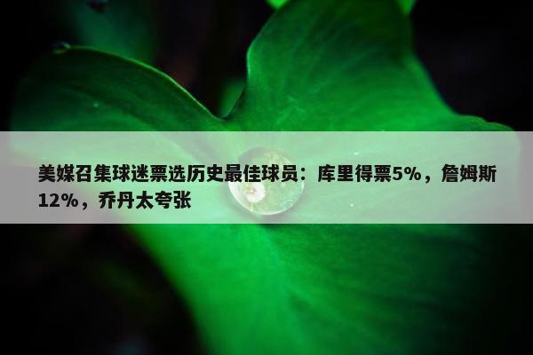 美媒召集球迷票选历史最佳球员：库里得票5%，詹姆斯12%，乔丹太夸张