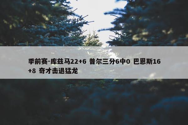 季前赛-库兹马22+6 普尔三分6中0 巴恩斯16+8 奇才击退猛龙