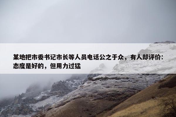 某地把市委书记市长等人员电话公之于众，有人却评价：态度是好的，但用力过猛