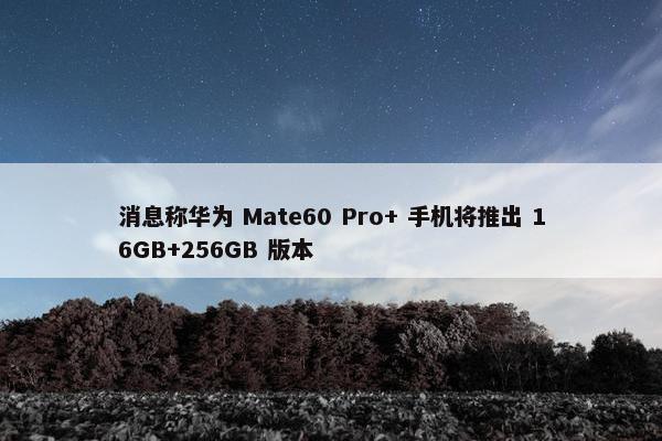 消息称华为 Mate60 Pro+ 手机将推出 16GB+256GB 版本