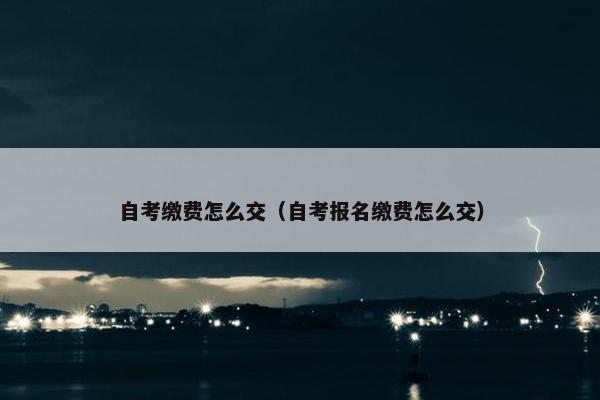 自考缴费怎么交（自考报名缴费怎么交）