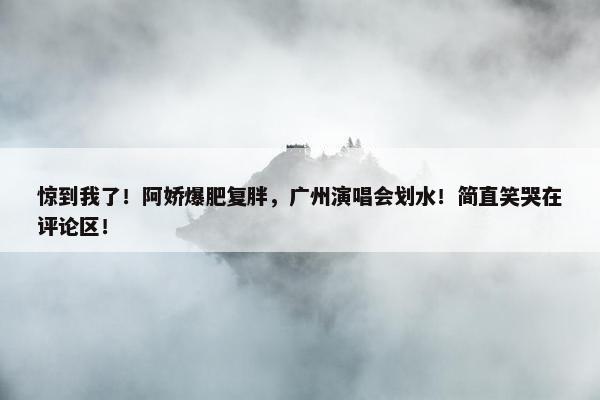 惊到我了！阿娇爆肥复胖，广州演唱会划水！简直笑哭在评论区！