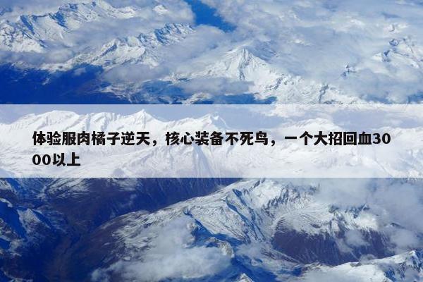 体验服肉橘子逆天，核心装备不死鸟，一个大招回血3000以上