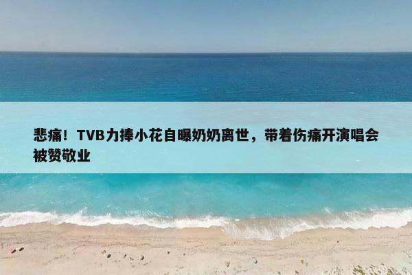 悲痛！TVB力捧小花自曝奶奶离世，带着伤痛开演唱会被赞敬业