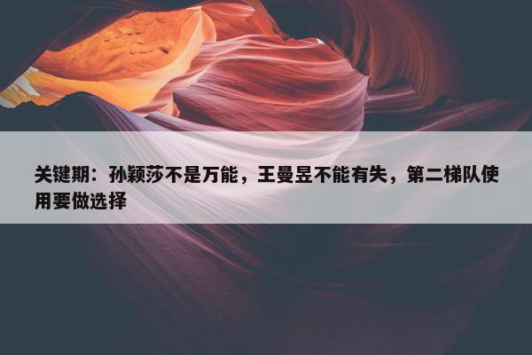 关键期：孙颖莎不是万能，王曼昱不能有失，第二梯队使用要做选择