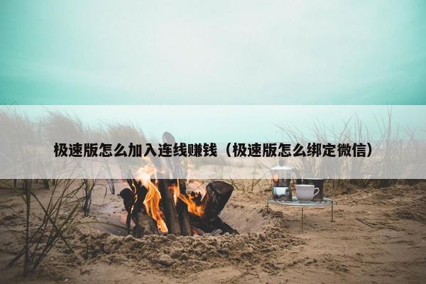 极速版怎么加入连线赚钱（极速版怎么绑定微信）