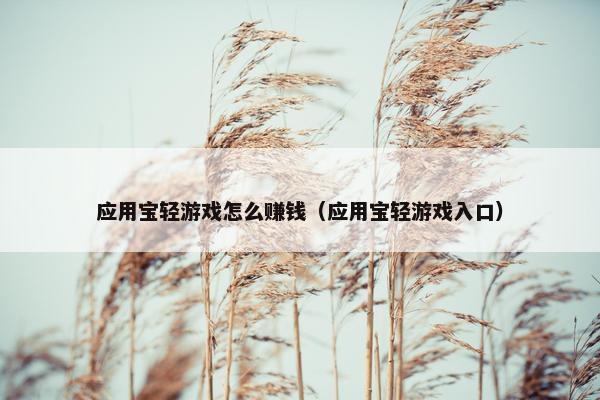 应用宝轻游戏怎么赚钱（应用宝轻游戏入口）