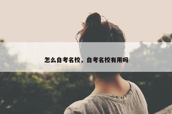 怎么自考名校，自考名校有用吗