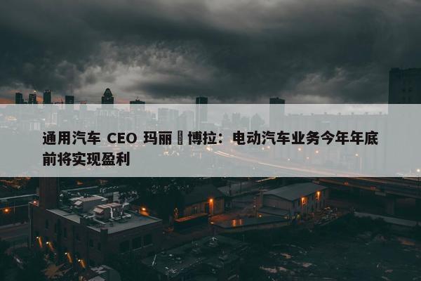 通用汽车 CEO 玛丽・博拉：电动汽车业务今年年底前将实现盈利