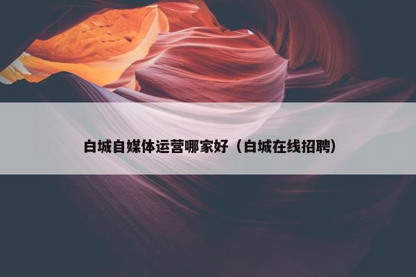 白城自媒体运营哪家好（白城在线招聘）