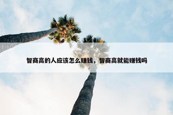 智商高的人应该怎么赚钱，智商高就能赚钱吗