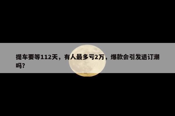 提车要等112天，有人最多亏2万，爆款会引发退订潮吗？