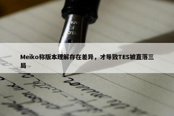 Meiko称版本理解存在差异，才导致TES被直落三局