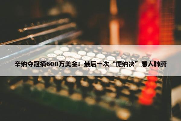 辛纳夺冠摘600万美金！最后一次“德纳决”感人肺腑