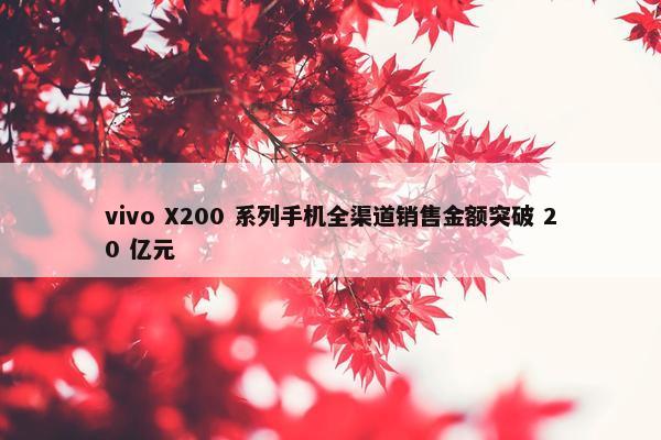 vivo X200 系列手机全渠道销售金额突破 20 亿元