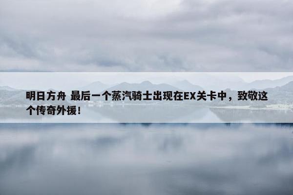 明日方舟 最后一个蒸汽骑士出现在EX关卡中，致敬这个传奇外援！