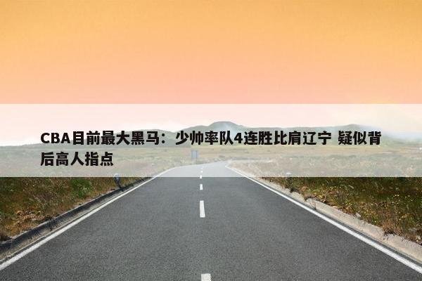 CBA目前最大黑马：少帅率队4连胜比肩辽宁 疑似背后高人指点