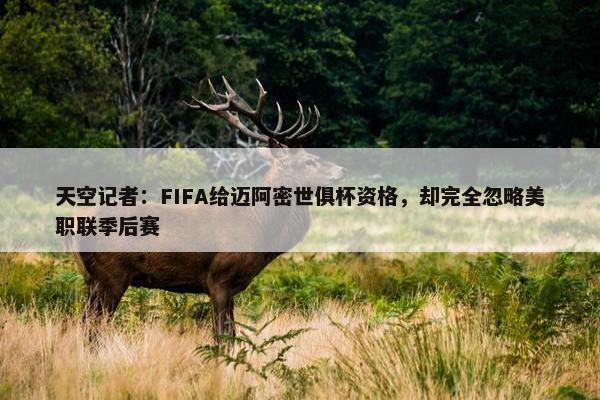 天空记者：FIFA给迈阿密世俱杯资格，却完全忽略美职联季后赛