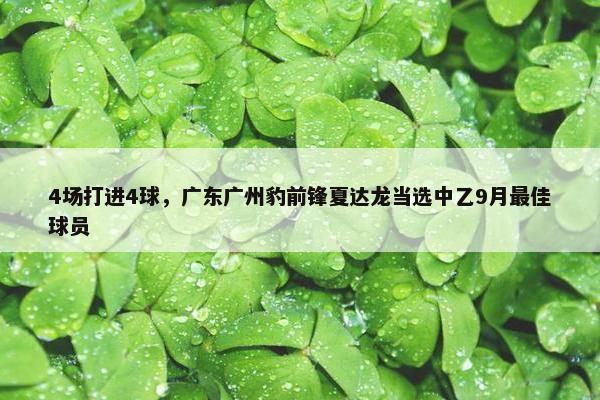 4场打进4球，广东广州豹前锋夏达龙当选中乙9月最佳球员