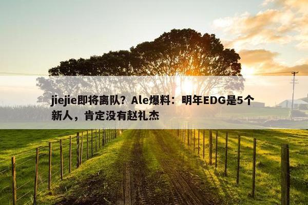 jiejie即将离队？Ale爆料：明年EDG是5个新人，肯定没有赵礼杰