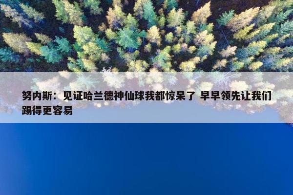 努内斯：见证哈兰德神仙球我都惊呆了 早早领先让我们踢得更容易