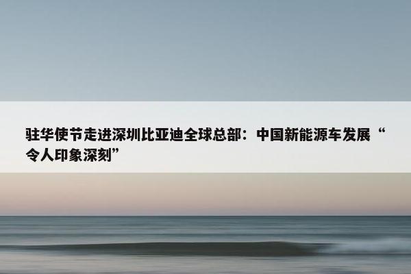 驻华使节走进深圳比亚迪全球总部：中国新能源车发展“令人印象深刻”