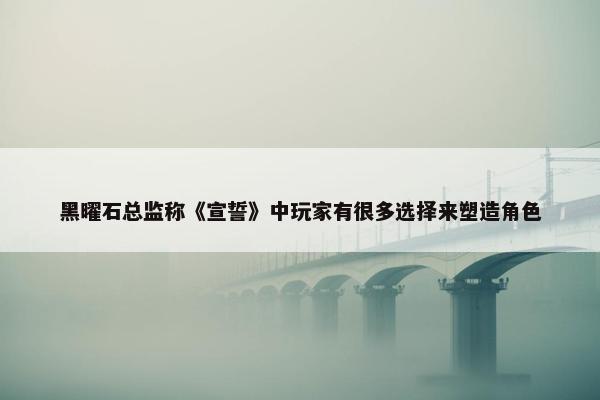 黑曜石总监称《宣誓》中玩家有很多选择来塑造角色