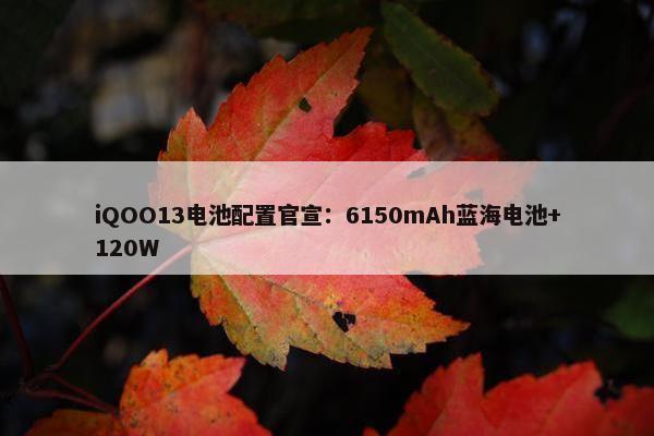 iQOO13电池配置官宣：6150mAh蓝海电池+120W