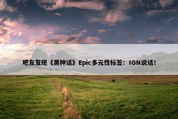 吧友发现《黑神话》Epic多元性标签：IGN说话！