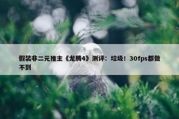 假装非二元推主《龙腾4》测评：垃圾！30fps都做不到