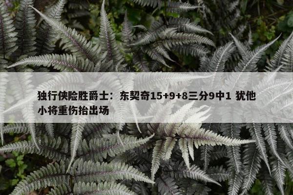 独行侠险胜爵士：东契奇15+9+8三分9中1 犹他小将重伤抬出场