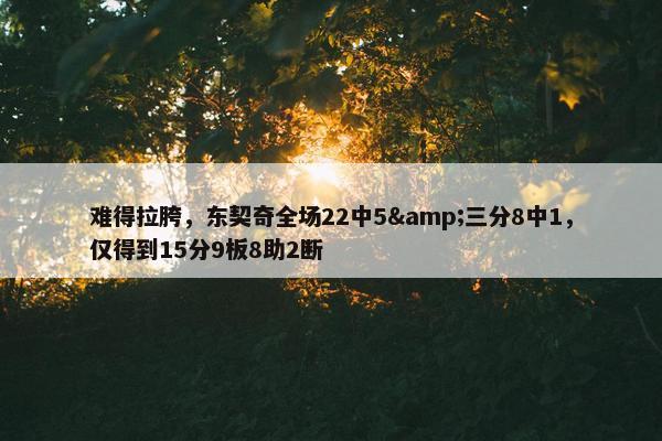 难得拉胯，东契奇全场22中5&三分8中1，仅得到15分9板8助2断