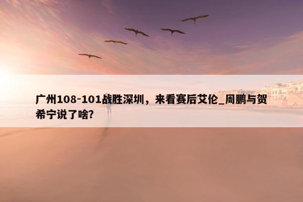 广州108-101战胜深圳，来看赛后艾伦_周鹏与贺希宁说了啥？