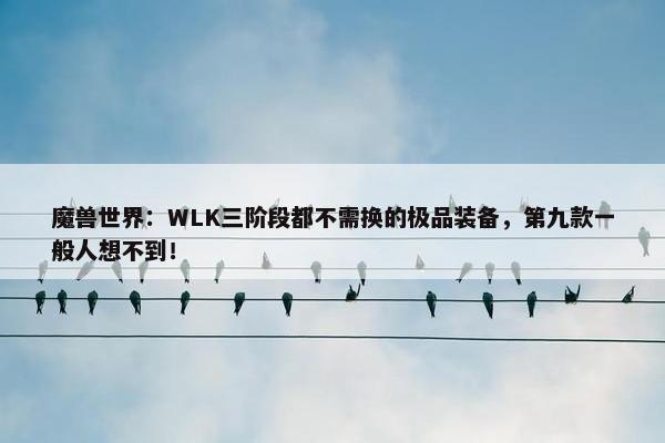 魔兽世界：WLK三阶段都不需换的极品装备，第九款一般人想不到！