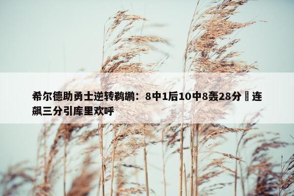 希尔德助勇士逆转鹈鹕：8中1后10中8轰28分 连飙三分引库里欢呼