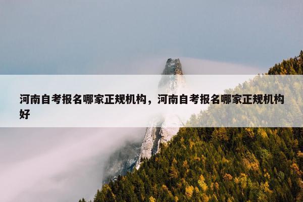 河南自考报名哪家正规机构，河南自考报名哪家正规机构好