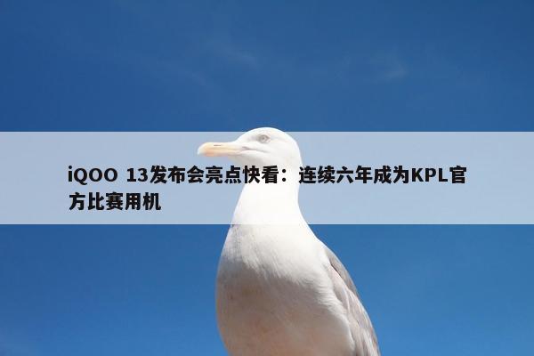 iQOO 13发布会亮点快看：连续六年成为KPL官方比赛用机