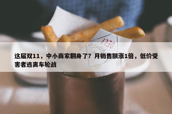 这届双11，中小商家翻身了？月销售额涨1倍，低价受害者逃离车轮战