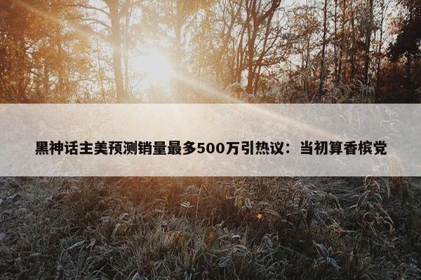 黑神话主美预测销量最多500万引热议：当初算香槟党