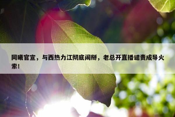 同曦官宣，与西热力江彻底闹掰，老总开直播谴责成导火索！