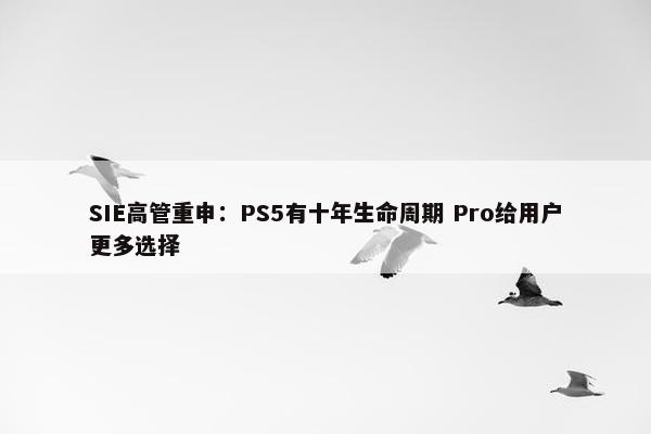 SIE高管重申：PS5有十年生命周期 Pro给用户更多选择