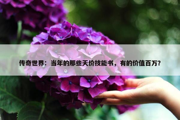 传奇世界：当年的那些天价技能书，有的价值百万？